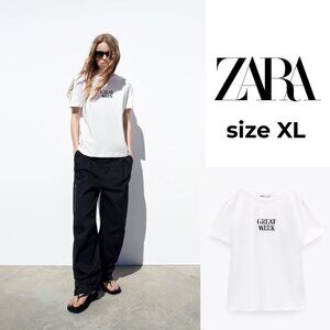 Zara White Graphic Tee - Great Week